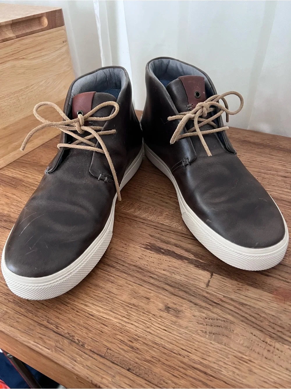 Sperry Dark Brown Leather Chukka Boots with White Sole